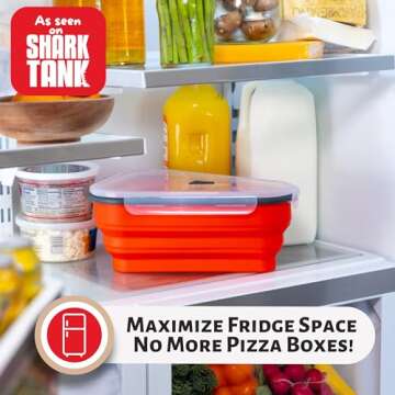 PIZZA PACK The Perfect Reusable Pizza Storage with 5 Microwavable Serving Tray - BPA-Free Adjustable Pizza Slice Container Space Saver, 2 Pack, Red