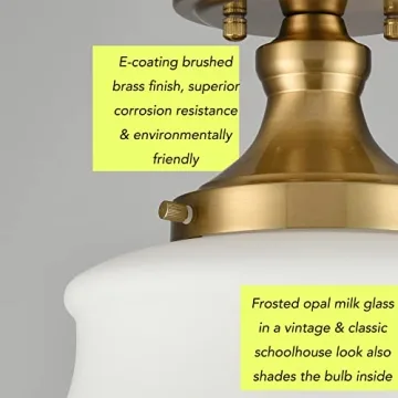 Modern Semi Flush Mount Ceiling Light with Opal Glass