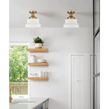 Modern Semi Flush Mount Ceiling Light with Opal Glass