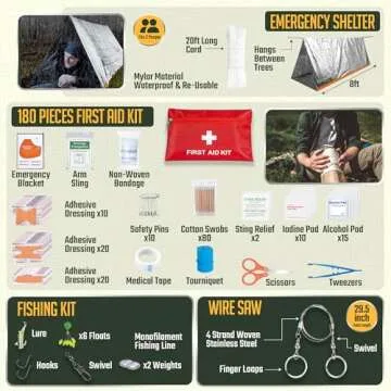 265 pcs Survival Kit for Outdoor Adventures and Emergencies