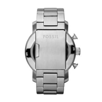 Fossil Men's Nate Quartz Stainless Steel Chronograph Watch, Color: Silver (Model: JR1353)