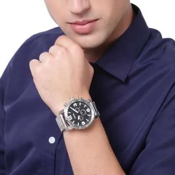 Fossil Men's Nate Quartz Stainless Steel Chronograph Watch, Color: Silver (Model: JR1353)