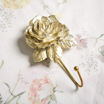 OPENDGO Rose Resin Golden Wall Hooks Elegant Home Decor