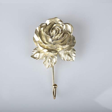 OPENDGO Rose Resin Golden Wall Hooks Elegant Home Decor