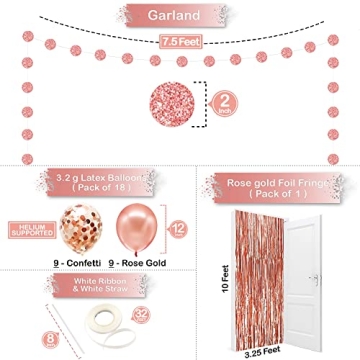 KatchOn, New Years Eve Party Supplies 2024 Set - Large 10 Feet, Glitter Happy New Year Banner | Rose Gold Fringe Curtains for Rose Gold New Years Eve Decorations 2024 | Happy New Year Decorations 2024