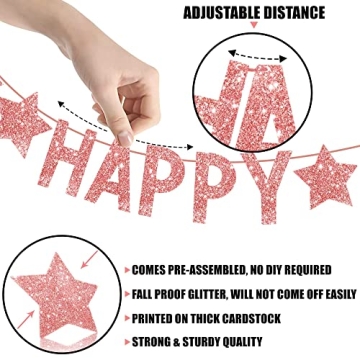 KatchOn, New Years Eve Party Supplies 2024 Set - Large 10 Feet, Glitter Happy New Year Banner | Rose Gold Fringe Curtains for Rose Gold New Years Eve Decorations 2024 | Happy New Year Decorations 2024