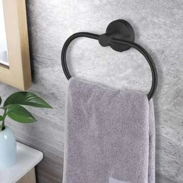 Matte Black Towel Ring by Eolax for Modern Bathrooms