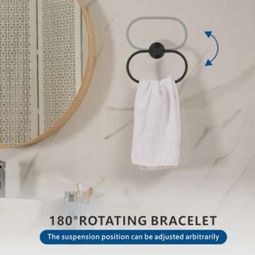 Towel Ring for Bathroom, Matte Black Towel Bar Hangers Wall Mount, Stainless Steel Hand Towel Holder, Modern Round Towel Hanger by Eolax