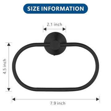 Towel Ring for Bathroom, Matte Black Towel Bar Hangers Wall Mount, Stainless Steel Hand Towel Holder, Modern Round Towel Hanger by Eolax