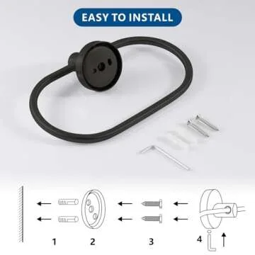 Matte Black Towel Ring by Eolax for Modern Bathrooms