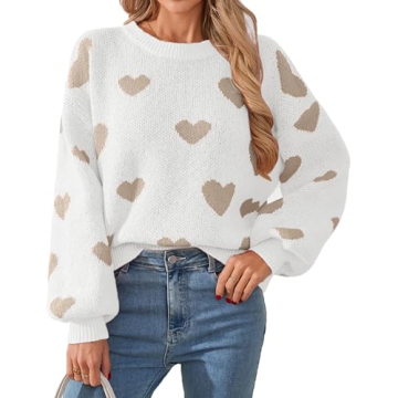 Libsorge Women's Oversized Cute Heart Valentine's Day Sweater - Trendy Comfort