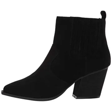 Sia Pointed Toe Western Ankle Boot for Women in Black