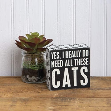 Primitives by Kathy Cat Lovers Box Sign - 4x4 Inches