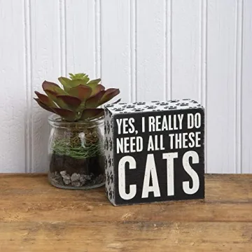 Primitives by Kathy Cat Lovers Box Sign - 4x4 Inches