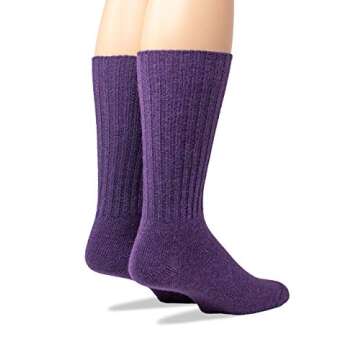 WARRIOR ALPACA SOCKS - Ribbed Casual Everyday Alpaca Wool Crew Socks For Men And Women (Purple Mediu...