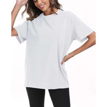 PRIMODA Womens Oversized Short Sleeve T Shirts Trendy Crew Neck Loose Workout Tee Casual Summer Tops...