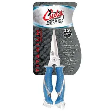 CUDA 8" Titanium Bonded Snips Durable Fishing Wire, Braid, Mono & Fluorocarbon Cutter for Saltwater & Freshwater Use with Internal Spring