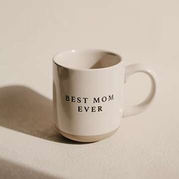 Sweet Water Decor Best Mom Ever Stoneware Coffee Mugs - 14Oz Cute Coffee Mugs for Hot and Cold Drinks - Dishwasher and Microwave Safe - Valentines Day and Mothers Day Gift - Ideal Tea & Espresso Mugs