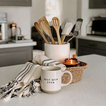 Sweet Water Decor Best Mom Ever Stoneware Coffee Mugs - 14Oz Cute Coffee Mugs for Hot and Cold Drinks - Dishwasher and Microwave Safe - Valentines Day and Mothers Day Gift - Ideal Tea & Espresso Mugs