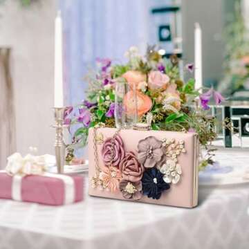 Elegant Floral Clutch Purses for Women, Stylish Evening Bag