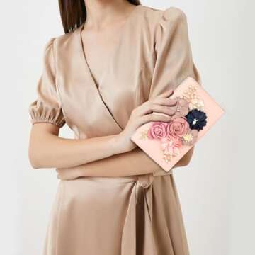 Elegant Floral Clutch Purses for Women Evening Events