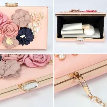 Elegant Floral Clutch Purses for Women Evening Events