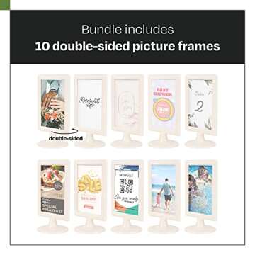 ALBEN Double Sided Standing Picture Frames (4x6 Inch) - (10 count, Cream) Pedestal Photo Frames with Inserts & Base, Ideal for Double Sided Display