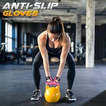 Workout Gloves for Men and Women Weight Lifting Gloves Gym Fitness Exercise Cycling Pull ups Microfiber Lightweight Breathable Non-Slip Silicone Padded Palm Grip Protection (Pink, Small)