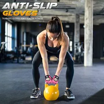 Workout Gloves for Men and Women Weight Lifting Gloves Gym Fitness Exercise Cycling Pull ups Microfiber Lightweight Breathable Non-Slip Silicone Padded Palm Grip Protection (Pink, Small)