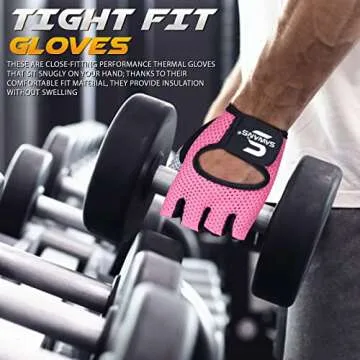 Workout Gloves for Men and Women Weight Lifting Gloves Gym Fitness Exercise Cycling Pull ups Microfiber Lightweight Breathable Non-Slip Silicone Padded Palm Grip Protection (Pink, Small)