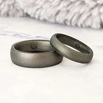 Knot Theory Dark Silver Silicone Ring for Women Men - Breathable Comfort Fit 4mm Wedding Band Size 5