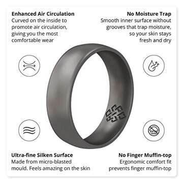 Knot Theory Silicone Ring - Dark Silver Comfort Fit Band