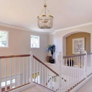 GEPOW Antique Gold Chandelier, Coastal Wood Bead Chandelier, 4-Light Boho Dining Room Hanging Fixture for Kitchen, Foyer and Bedroom