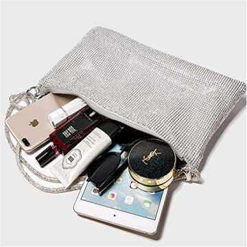 Rhinestone Purse for Women, Chic Evening Bag, Sparkle Metallic Diamond Clutch for Wedding Party Club Prom Cocktail Engagement