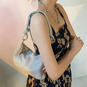 Rhinestone Purse for Women, Chic Evening Bag, Sparkle Metallic Diamond Clutch for Wedding Party Club Prom Cocktail Engagement