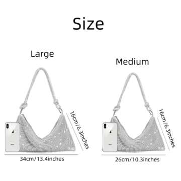 Rhinestone Purse for Women, Chic Evening Bag, Sparkle Metallic Diamond Clutch for Wedding Party Club Prom Cocktail Engagement