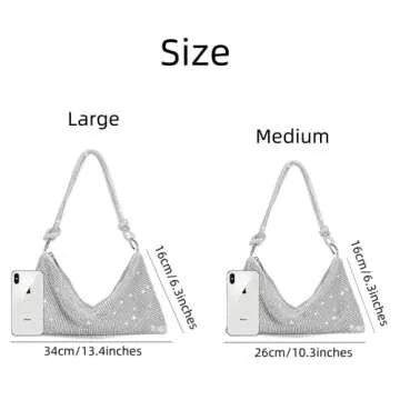 Rhinestone Purse for Women, Chic Evening Bag, Sparkle Metallic Diamond Clutch for Wedding Party Club Prom Cocktail Engagement