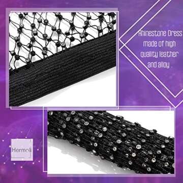 Sparkly See Through Mesh Dress Black Rhinestone Fishnet Split Skirt Bikini Nightclub Body Jewelry for Women(100cm)