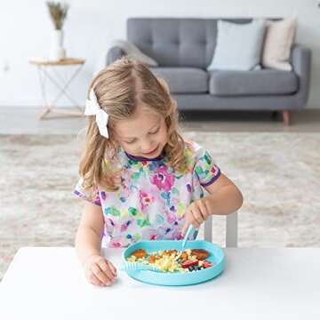 Bumkins Short Sleeve Bib for Girl or Boy, Toddler and Kids for 1-3 Years, Large Size, Essential Must Have for Junior Children, Eating, Mess Saving Soft Fabric Apron for Play, Watercolors Floral