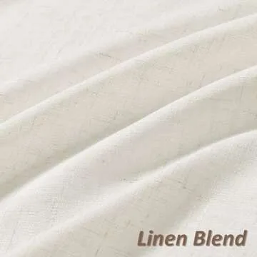 Guken Natural Linen Curtains - 2 Panels Set, Light Filtering, Boho Farmhouse Design 72 Inch Cream Iv...