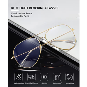 Stylish Dollger Blue Light Aviator Glasses for Eye Protection
