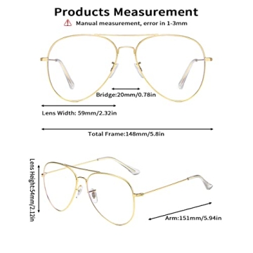 Stylish Dollger Blue Light Aviator Glasses for Eye Protection