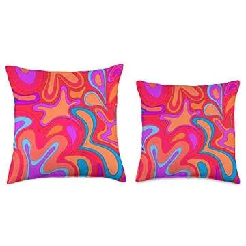 Groovy 70s Aesthetic Throw Pillow for Home Decor
