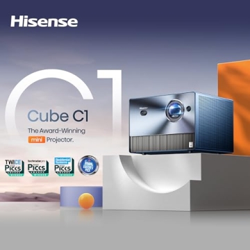 Hisense C1 4K UHD Triple Color RGB Laser Portable Mini Projector, up to 300", Viddà OS, Dolby Vision HDR10, 110% BT.2020 Color Gamut, 20w JBL Sound, Netflix, Auto Keystone Correction, MEMC