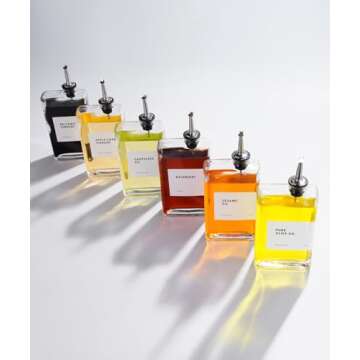 APT 1101 Olive Oil Dispenser for Kitchen, Cooking Oil Dispenser, Oil and Vinegar Dispenser Set, Olive Oil Bottle, Soy sauce dispenser, coffee syrup bottles - 4 pcs, Silver