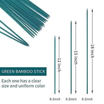 POLIUMB Green Plant Stakes Garden Wood Plant Support Stakes, Sturdy Wooden Floral Bamboo Sticks, Garden Sticks Sign Posting (18 inches-25 Pack)