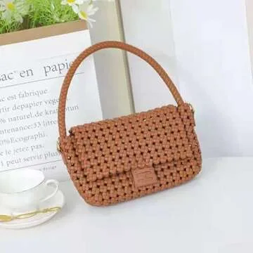 Stylish Angryapple Women Vegan Hand-woven Handbag in Brown