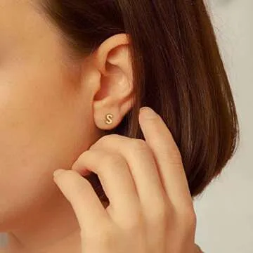 Sterling Silver Stud Earrings for Women, 925 Sterling Silver Gold Stud Earrings Letter L Initial Hypoallergenic Earrings for Women Jewelry Earrings for Women, Mother's Day Valentines Gifts