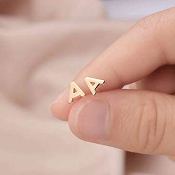 Sterling Silver Stud Earrings for Women, 925 Sterling Silver Gold Stud Earrings Letter L Initial Hypoallergenic Earrings for Women Jewelry Earrings for Women, Mother's Day Valentines Gifts