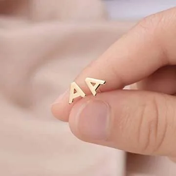 Sterling Silver Stud Earrings for Women, 925 Sterling Silver Gold Stud Earrings Letter L Initial Hypoallergenic Earrings for Women Jewelry Earrings for Women, Mother's Day Valentines Gifts